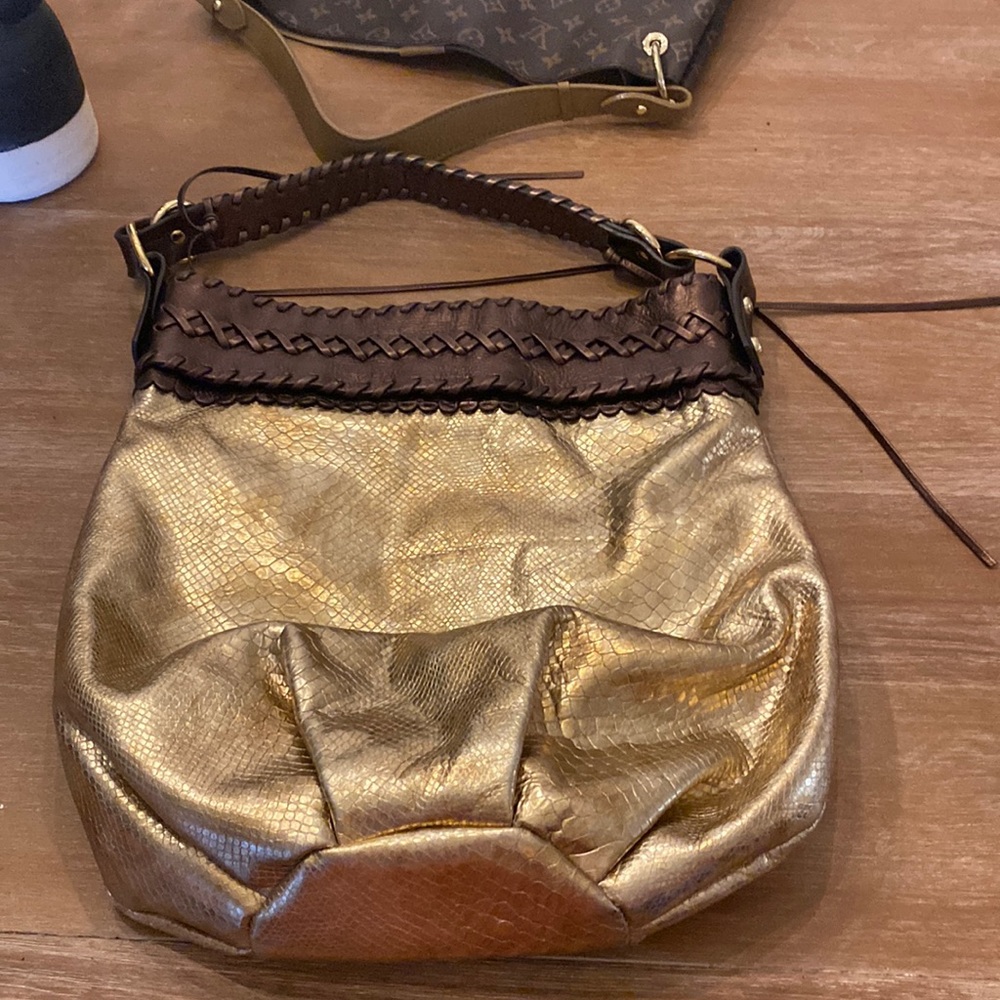 Francesco Biasia gold metallic bag